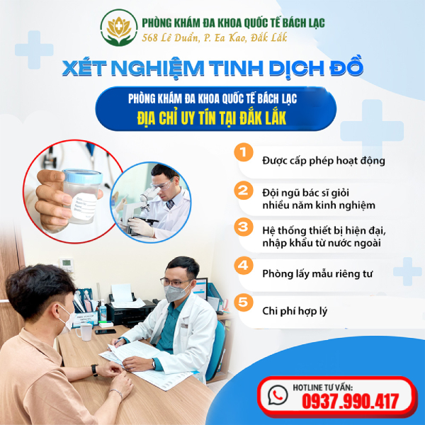 Xét nghiệm tinh dịch đồ ở đâu Đắk Lắk? Phòng khám Đa khoa Quốc tế Bách Lạc