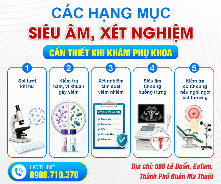 Các hạng mục cần thiết trong khám phụ khoa