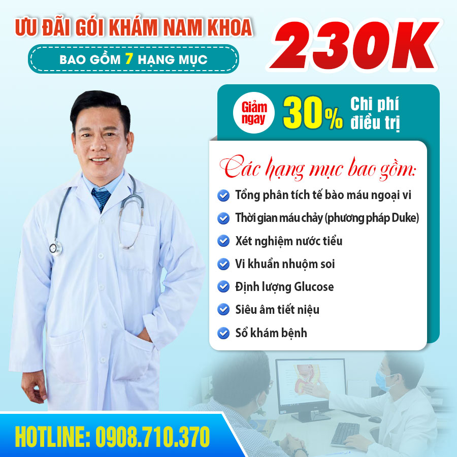 Ưu đãi gói khám nam khoa tổng quát chỉ 230k